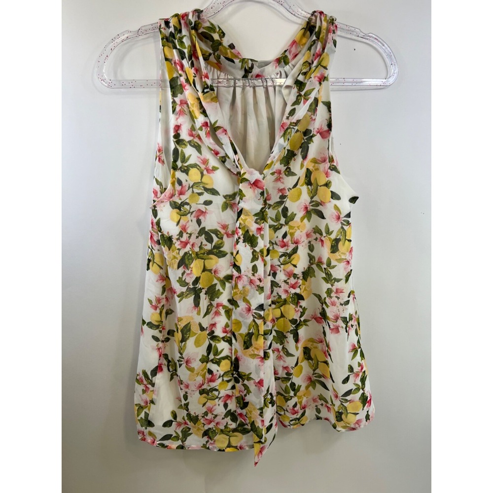 New York & Company Blouse Women's Size S White/Multicolor Floral Sleeveless